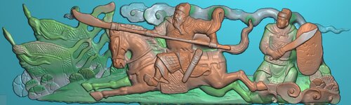 精雕图冬瓜梁三国关羽武将 人物OP 灰度图东阳木雕工艺品挂件挂屏