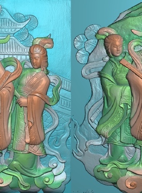 精雕图当朝一品招财进宝 人物DFAB 灰度图东阳木雕工艺品挂件挂屏