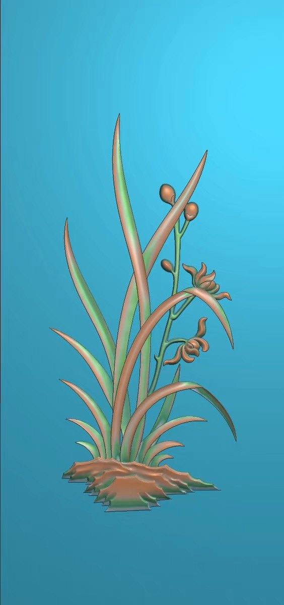 精雕图竖兰花门板 兰花169 东阳木雕工艺品挂件挂屏屏风手工雕刻