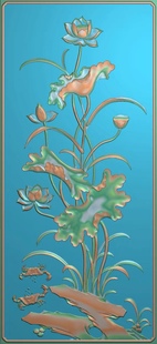精雕图竖荷花 荷花螃蚵 莲花花鸟东阳木雕工艺品挂件挂屏屏风手工