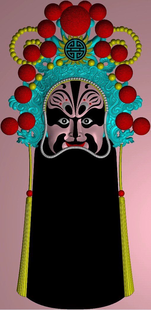 精雕图脸谱 张飞脸谱35mm 人物东阳木雕工艺品挂件挂屏扫描精雕图