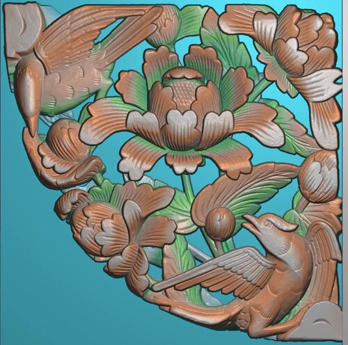 精雕图古建牛腿花鸟 小三角170x168x20  东阳木雕工艺品挂屏手工