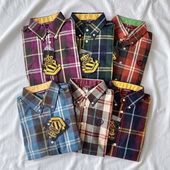 宽松纯棉格子衬衫 韩版 打底衬衣长袖 女士春秋修身 防晒上衣外套 大码