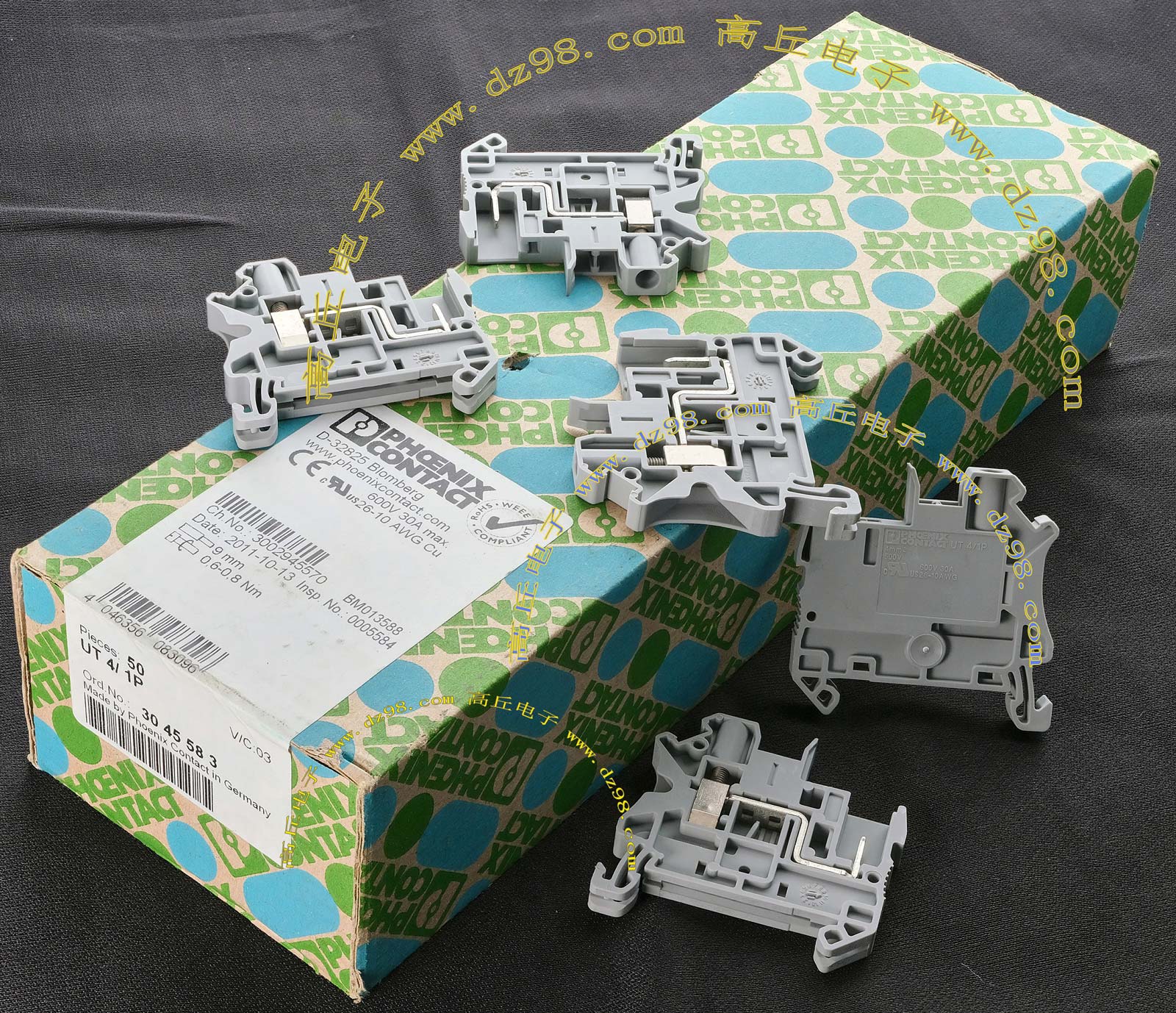 PHOENIX 菲尼克斯 UT 4/1P 26-10AWG 导轨卡装接线端子 1P