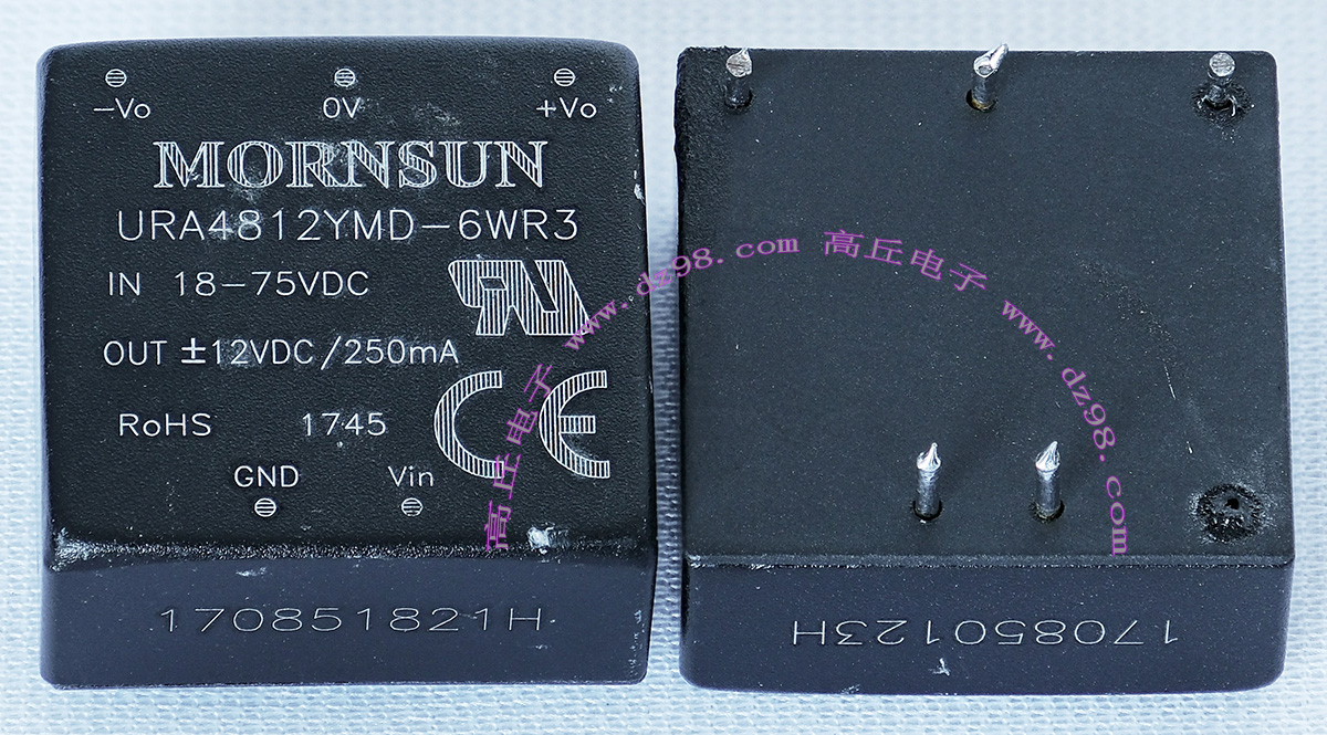 MORNSUN URA4812YMD-6WR3 18-75 转 正负 12V 250mA 6W 电源模块