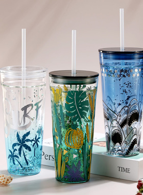 bely贝璃仙女水杯玻璃吸管杯女生大容量保温玻璃咖啡杯耐高温杯子