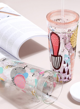 bely贝璃仙女水杯玻璃吸管杯女生大容量保温玻璃咖啡杯耐高温杯子