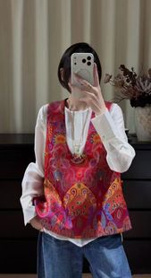 真丝云锦缎金丝唐织锦马甲真丝云锦马甲新中式国风提花马甲