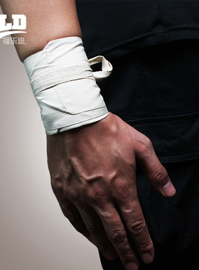 白色运动棉布护腕男女举重绷带健身卧推器械力量训练攀岩固定手腕