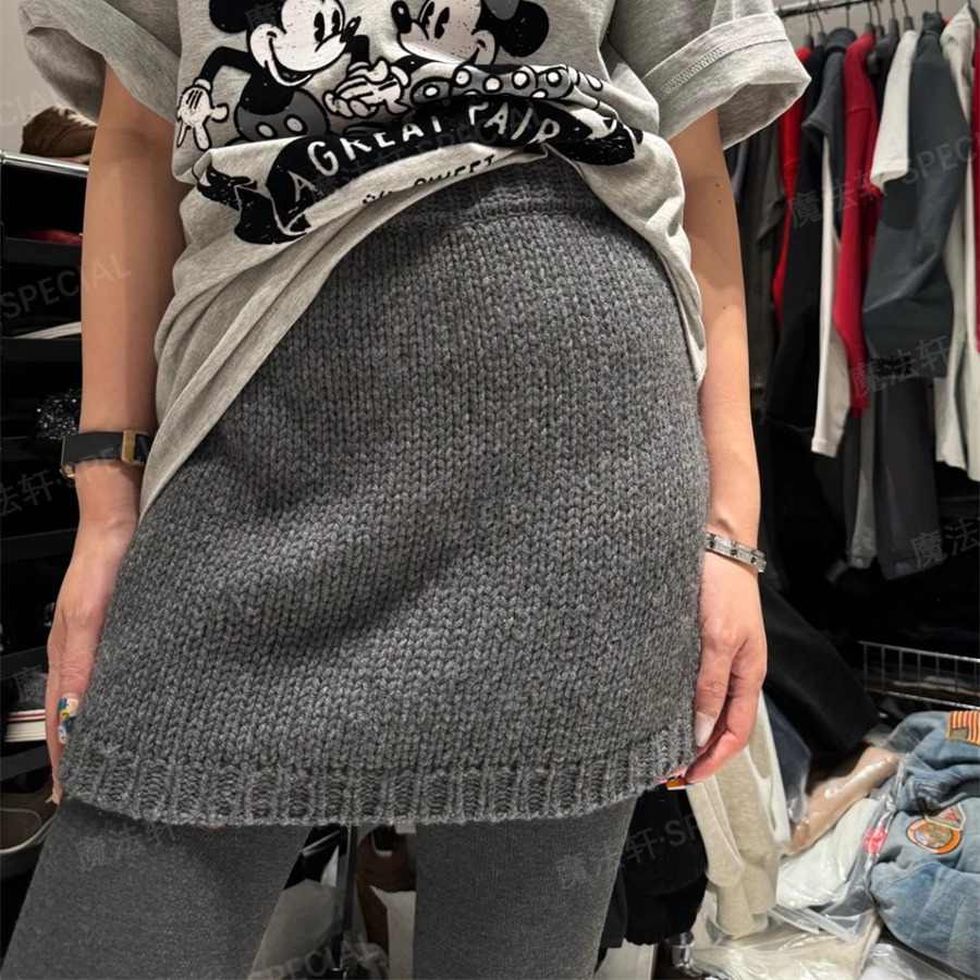 纯色针织半身裙女2025春秋新款高腰小个子短裙叠穿包臀裙欧洲站q
