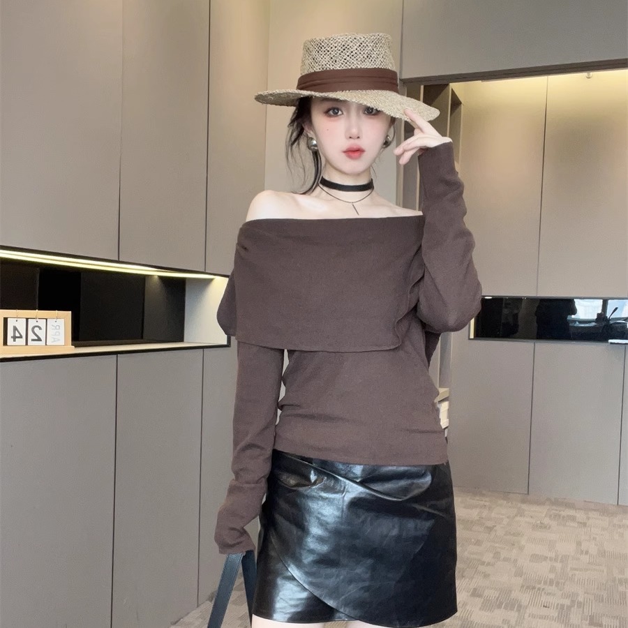 欧货独特漂亮纯色修身T恤