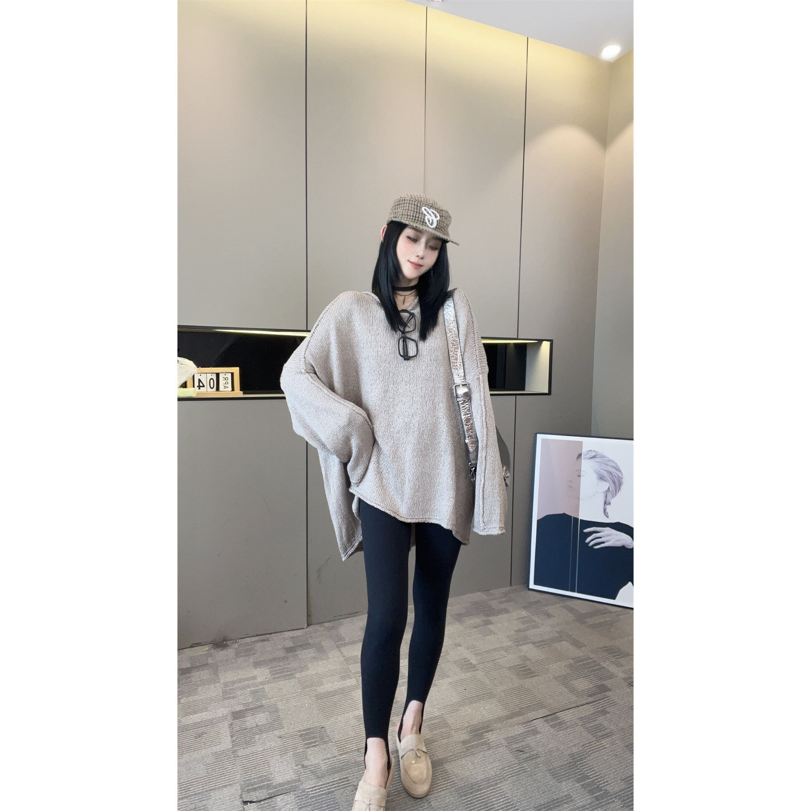 秋季慵懒风连帽宽松显瘦女毛衣