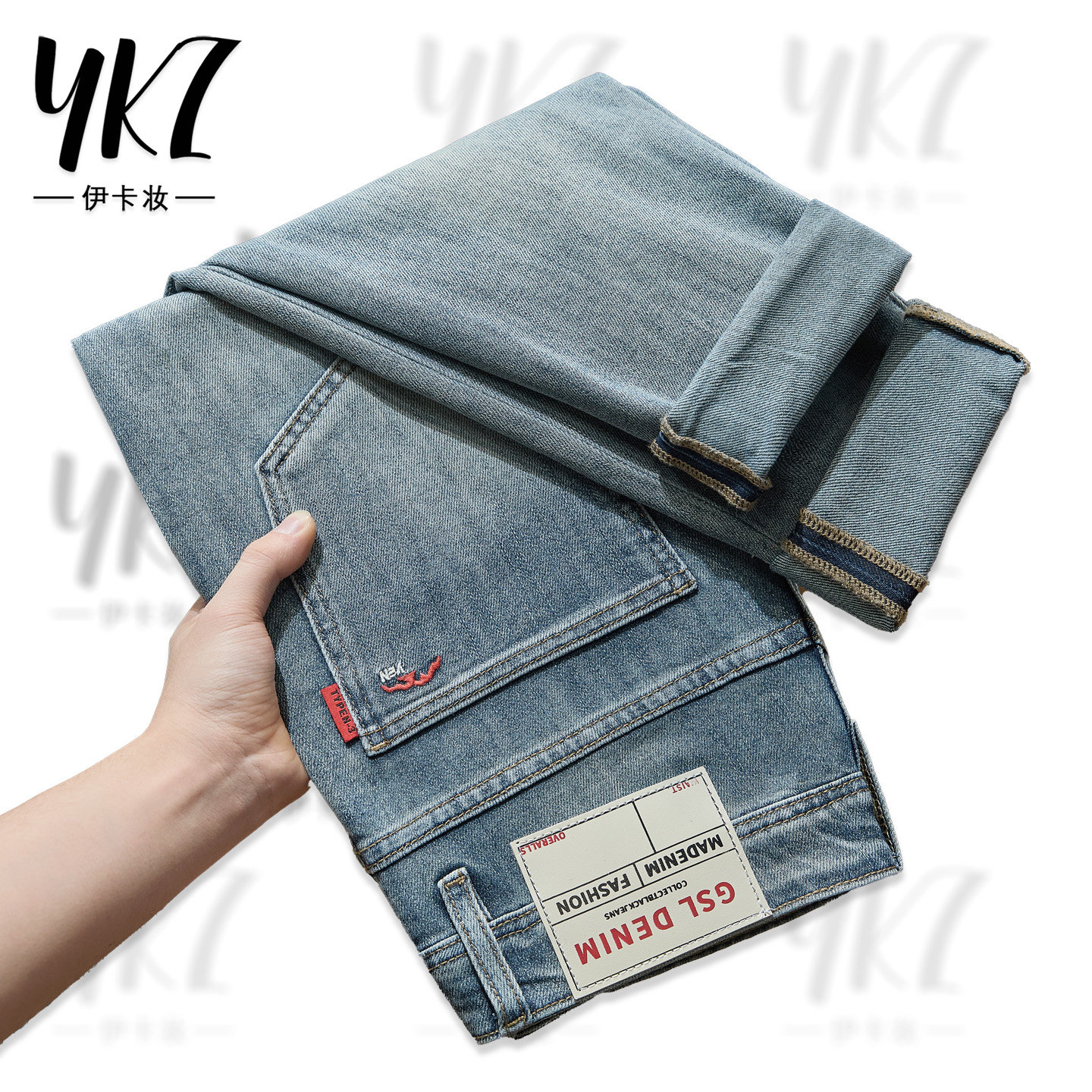 2026春夏新款欧版小脚牛仔裤男款小直筒修身 弹力时尚轻奢裤子男