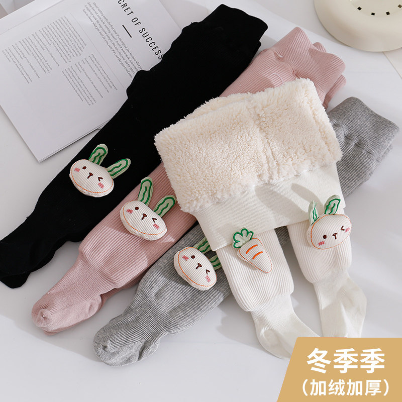 女童羊羔绒连裤袜秋冬一体绒婴儿打底裤宝宝大PP儿童加绒加厚裤袜
