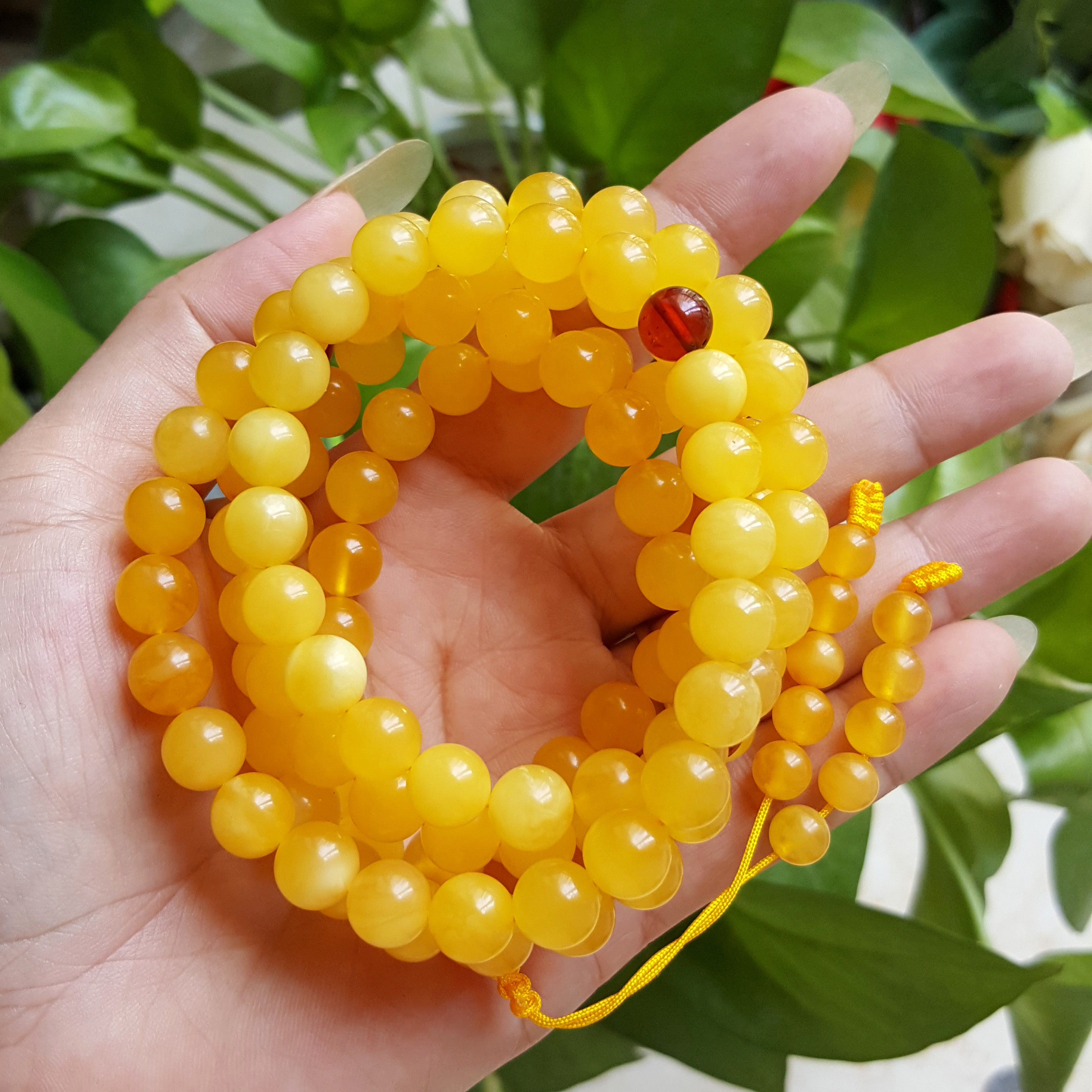 偏爱琥珀老蜜蜡108佛珠无优化