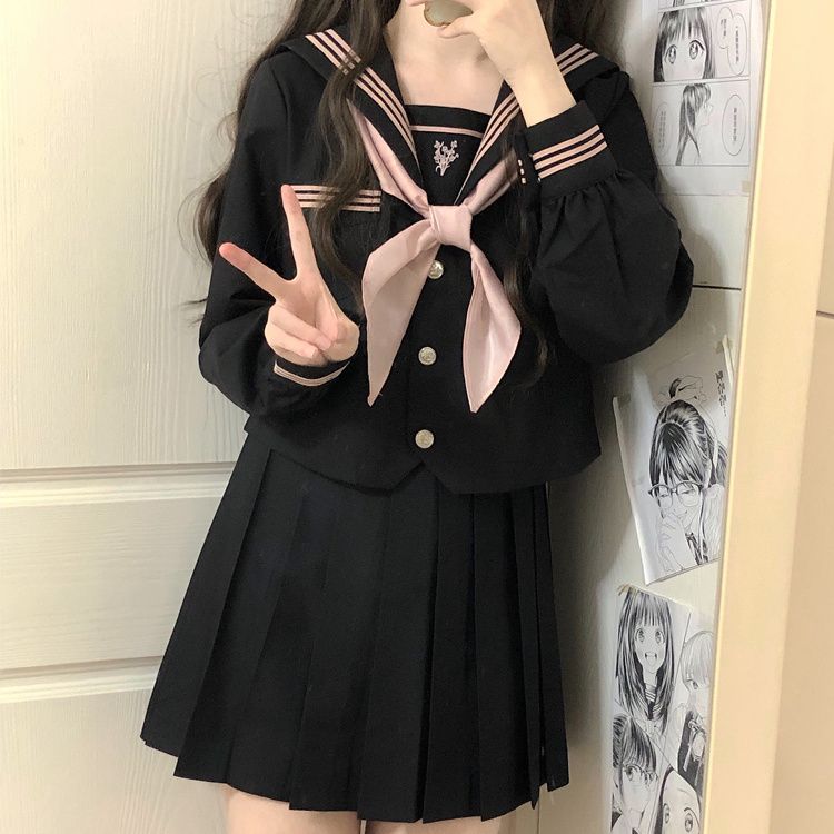 临川高校 秋柚语原创水手服jk制服学院风套装短袖夏季上衣基础款