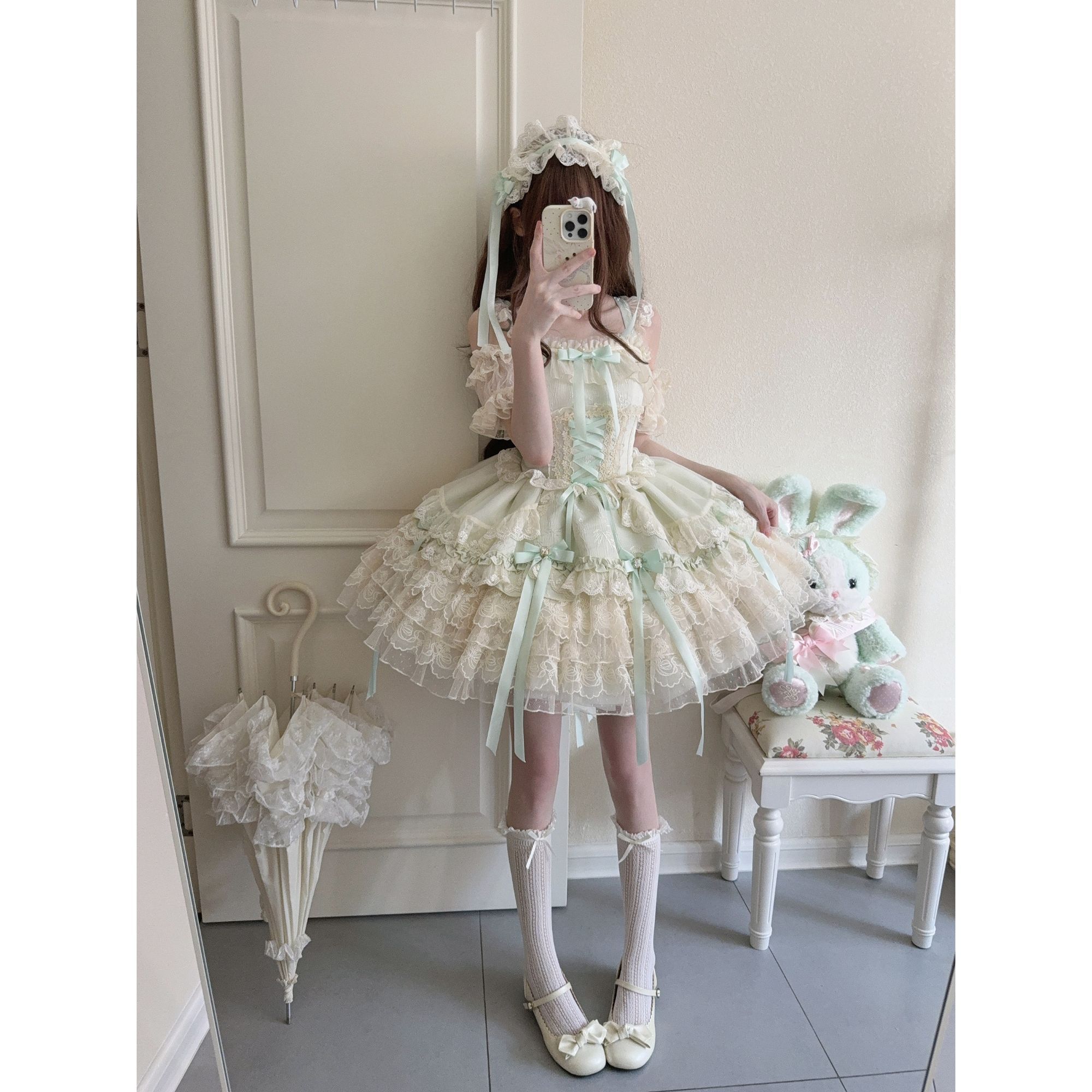 【缎带心恋】~白糖少女Lolita洋装芭蕾风jsk吊带连衣裙夏