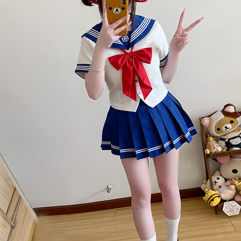 甜嗑jk原创正版日系制服学院风正统短袖收腰甜磕水手服海军领套装