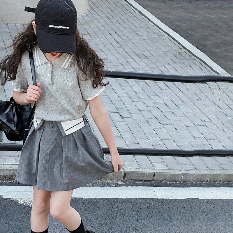 女大童裙子夏季初中生2026新款女童洋气jk裙女孩夏装学院风套装裙