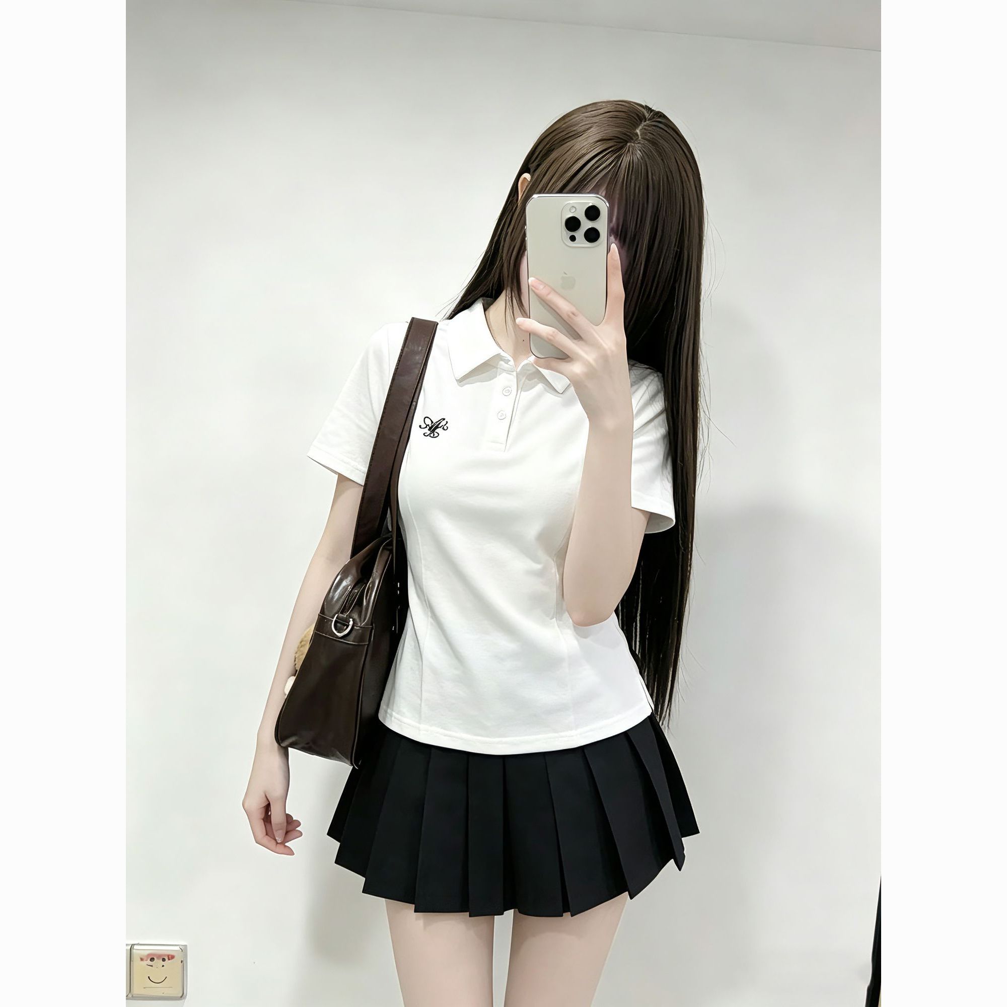 原创正版polo衫JK制服日系收腰刺绣短袖学院风t恤甜美校供上衣夏