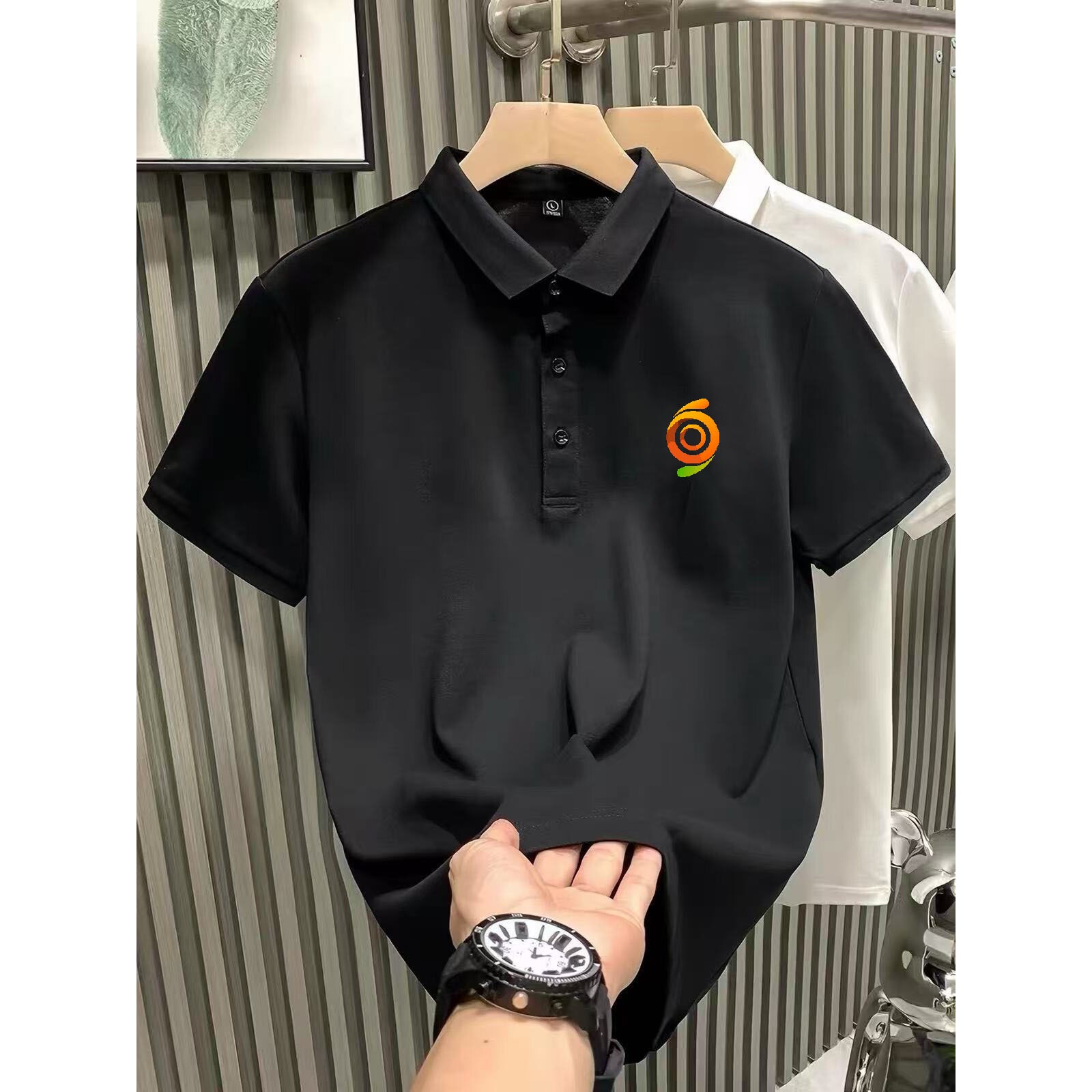 客订POLO 潮牌简约翻领POLO衫短袖T恤男夏季新款潮流商务休闲衬衫