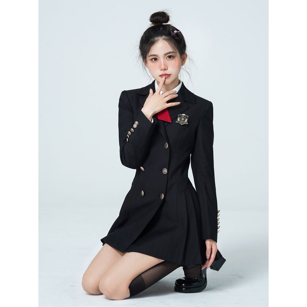 绘星纪学院风jk制服套装西装外套纯欲连衣裙女收腰显瘦秋季百褶裙