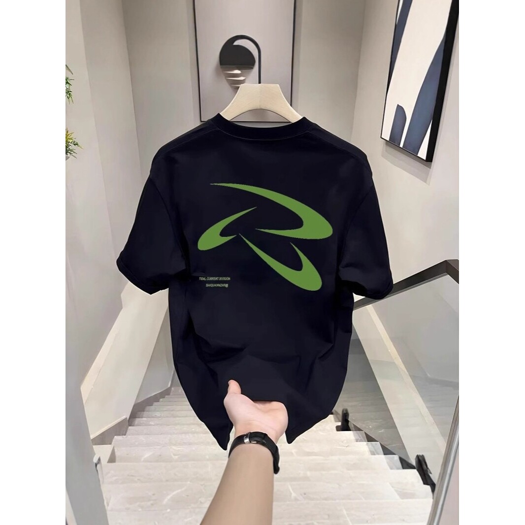 重磅情侣潮牌美式简约T恤潮流个性印花男款夏季圆领休闲短袖手帕