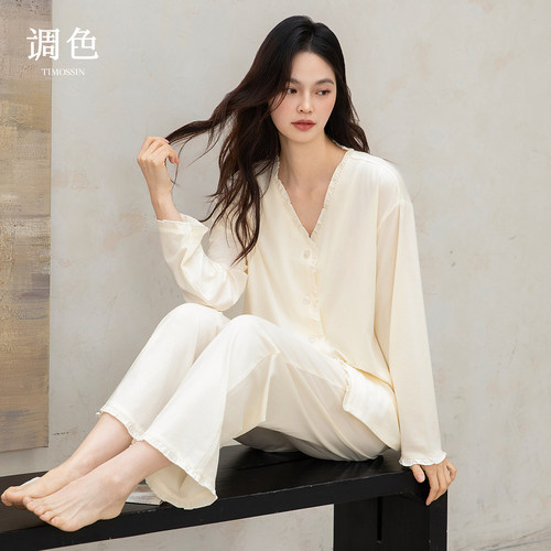 睡衣女款新莱赛尔棉精梳棉莱卡棉长袖家居服秋季长袖可爱风