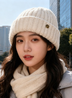 秋冬新款保暖帽子女大头围显脸小针织帽韩系百搭户外冷帽男毛线帽