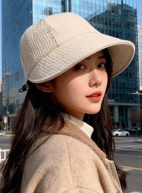 赵露思同款渔夫帽子女2025新款春秋显脸小大檐防晒遮阳帽潮鸭舌帽