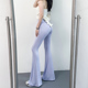 包臀紧身阔腿裤 夏季 加长款 莫代尔纯色高腰高弹喇叭裤 糖果色 新款