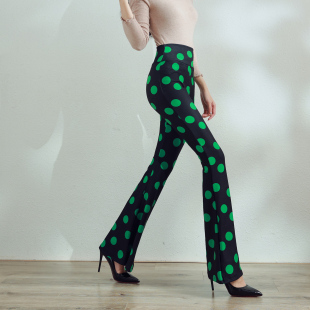 高个子裤 德绒保暖显瘦加长款 子女 喇叭裤 秋冬加厚印花高腰高弹大码