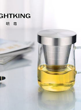 明尊SG-01玻璃茶壶飘逸杯不锈钢内胆过滤耐热茶杯办公室单人水杯