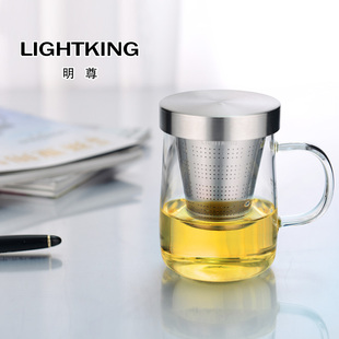 明尊SG 01玻璃茶壶飘逸杯不锈钢内胆过滤耐热茶杯办公室单人水杯