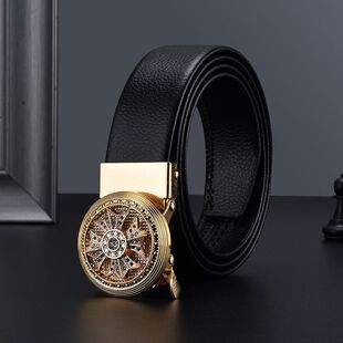 潮流百搭自动扣裤 高档男士 腰带 新款 时来运转皮带男网红时尚