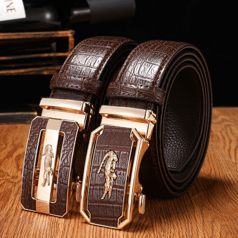 鳄鱼纹男士皮带自动扣真软皮高档商务休闲百搭年轻人男新款裤腰带