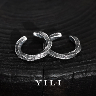 莫比乌斯环男款纯银耳夹无耳洞耳环潮流男生小众高级感足银耳骨夹