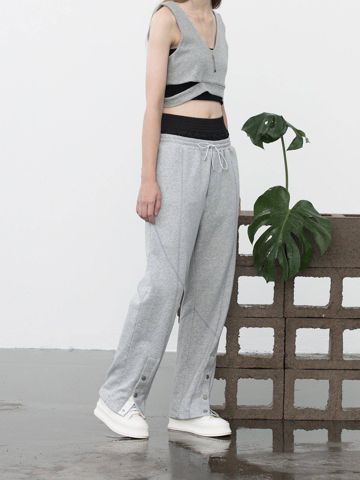 EKCOOKIES original designer button slit thin pants stitch sports casual pants wide-leg pants for men and women