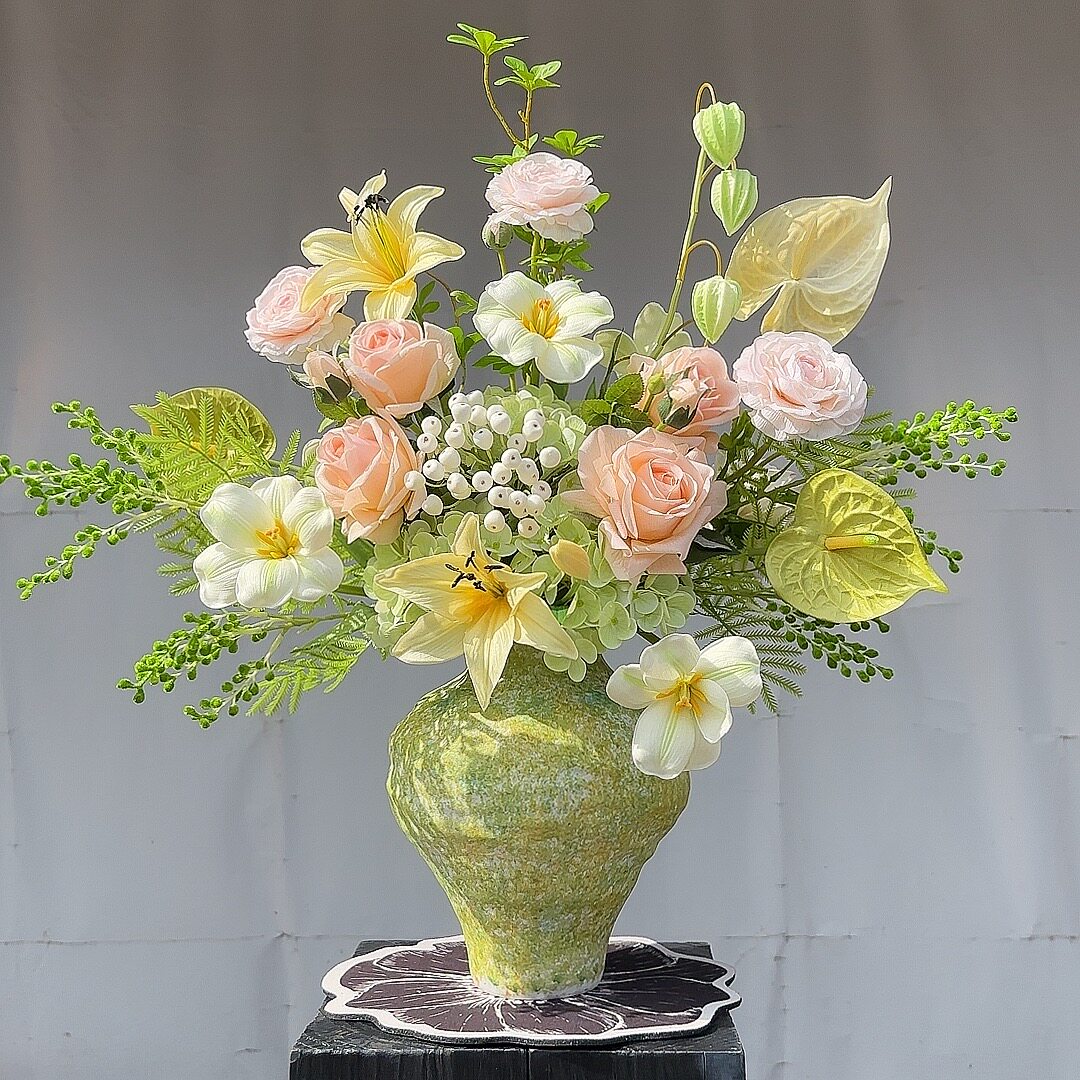 【香槟蜜桃】假花摆设客厅玄关轻奢高端艺术感花艺桌面摆件花束