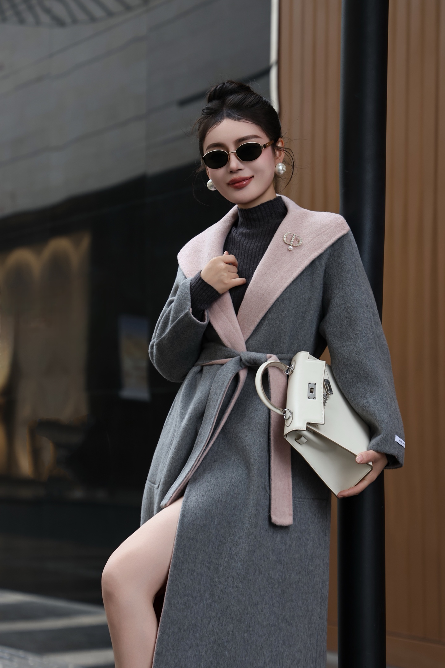 双面呢羊绒大衣女2025年高级感赫本风衣女英伦气质中长款外套风衣