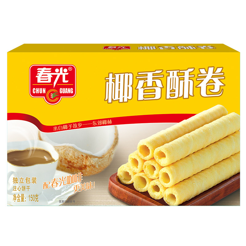 椰香椰奶榴莲酥卷海南特产正宗春光食品注心饼干点心独立小包盒装