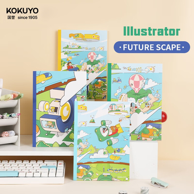 日本国誉（KOKUYO）插画师系列lllustrator无线装订学生笔记本8mm横线A5/B5.40页