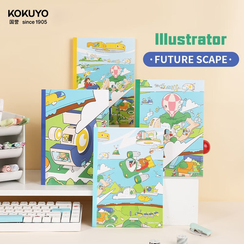 日本国誉（KOKUYO）插画师系列lllustrator无线装订学生笔记本8mm横线A5/B5.40页