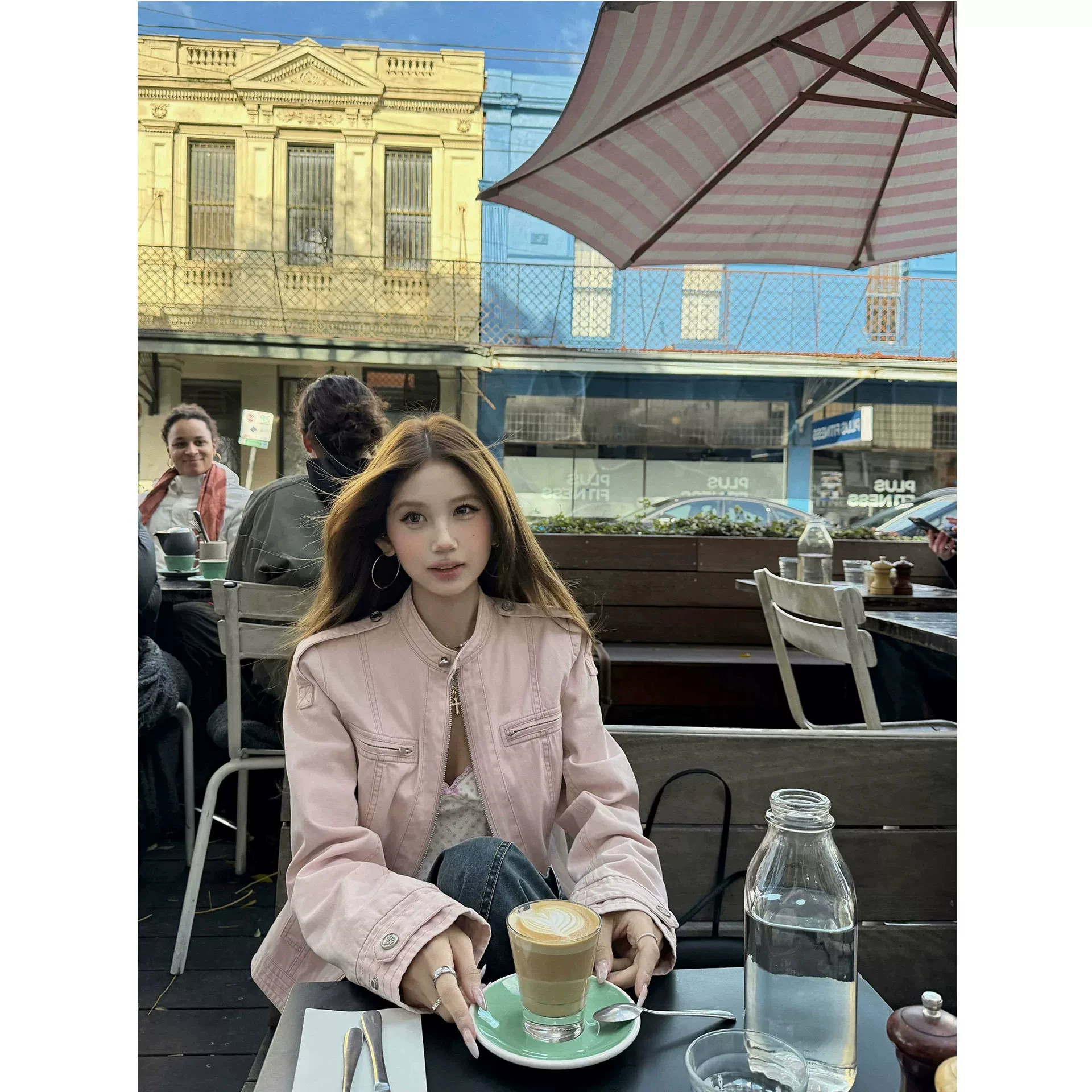 美式复古水洗立领牛仔短外套女
