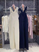 复古圆点宽松显瘦休闲直筒阔腿拖地连体长裤 新款 女夏季 牛仔背带裤