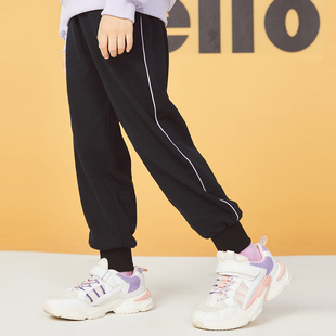 马其顿童装女童21春秋纯棉运动裤时尚百搭休闲长裤女孩束脚裤洋气