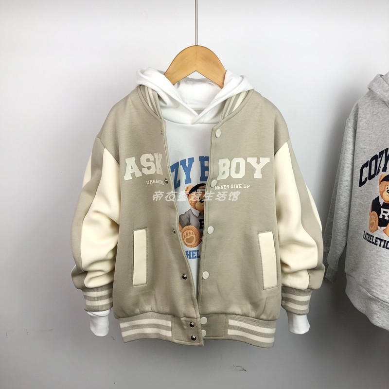 ASK常规春季棒球领印花卫衣外套