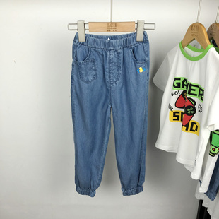 马其顿童装夏季男童天丝牛仔裤薄透气舒适中小童宽松收口防蚊裤子