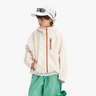 三防面料马其顿童装春季户外运动休闲冲锋衣夹克儿童拉链连帽外套