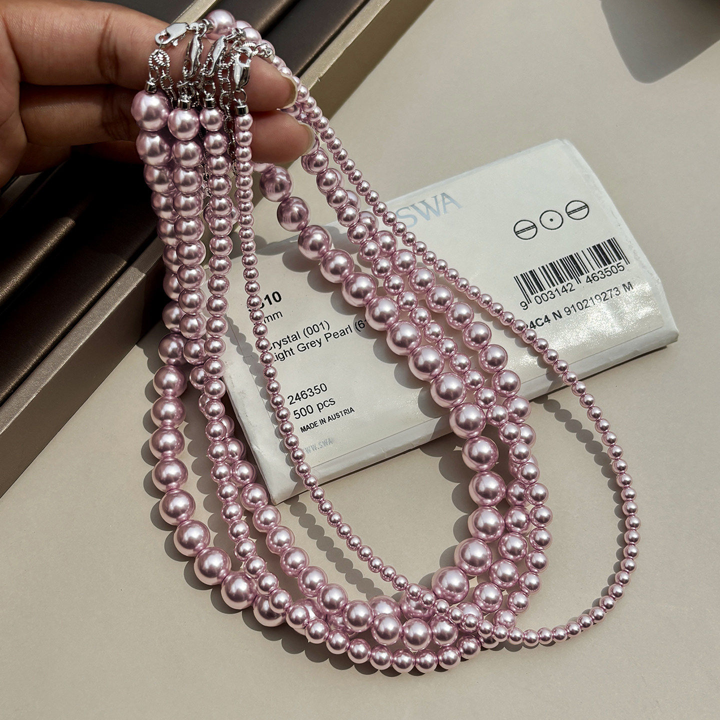 925纯银粉紫色珍珠项链女2026新款高级感轻奢小众叠戴锁骨链颈链